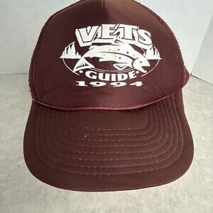 Vets Guide 1994 Vtg Hat Fishing Outdoor Lakes Water Boating Cap Snapback Mesh